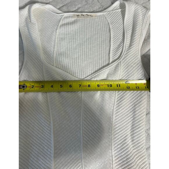 We The Free Free People White Ribbed Sculpted Tank Top L Stretch Fitted Corset - Picture 6 of 7